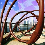 Chicago Skyline viewd through Sculpture