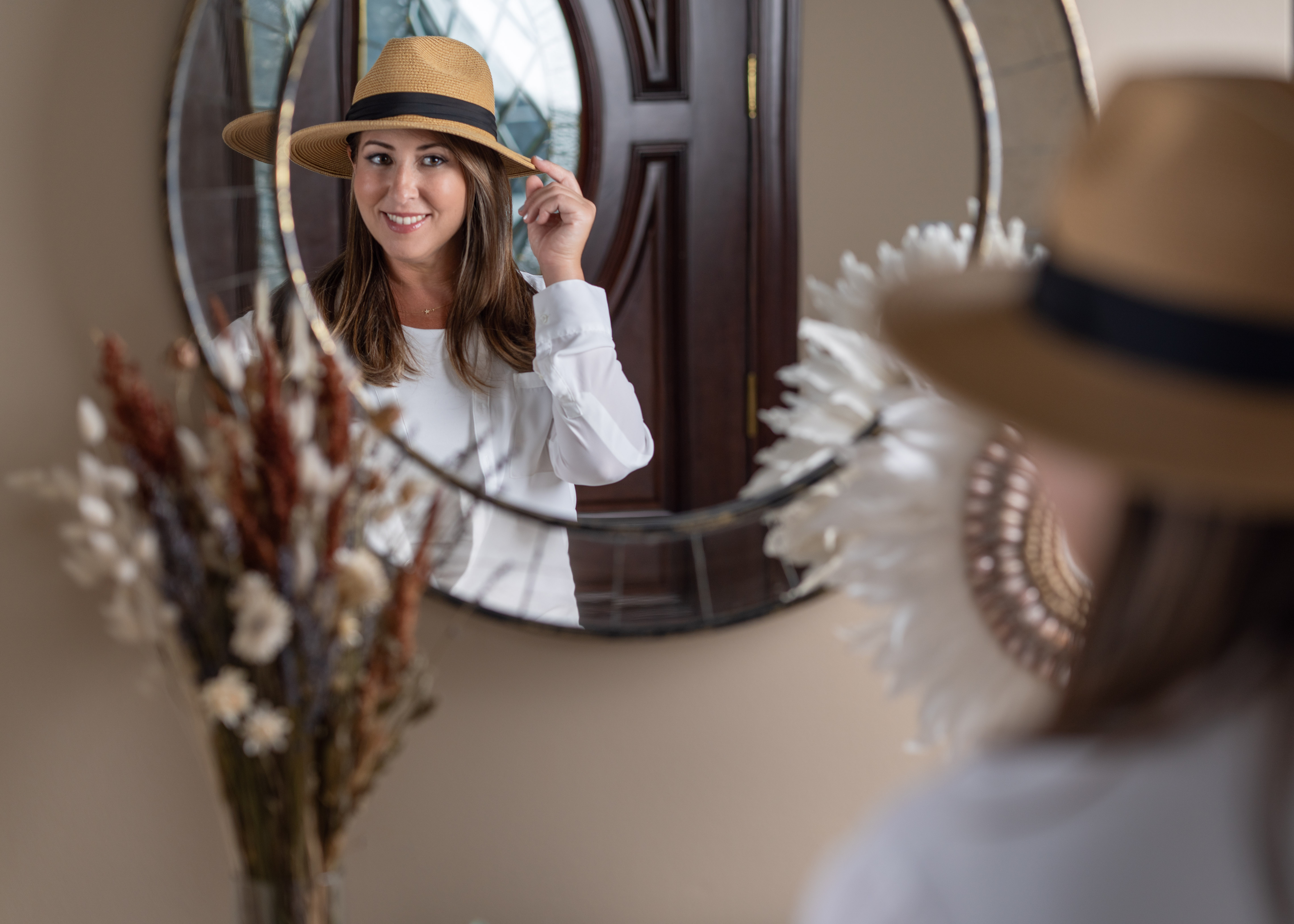 Business Woman in Mirror Profile Editorial Image